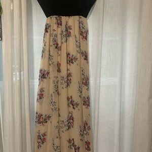 Floral Maxi Skirt - Black and Beige